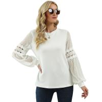 Polyester Women Long Sleeve T-shirt Spandex patchwork Solid PC