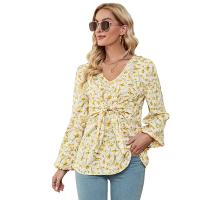 Polyester Vrouwen lange mouwen blouses Afgedrukt Bloemen meer kleuren naar keuze stuk