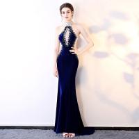Acrylic Long Evening Dress backless & hollow Polyamide Solid PC