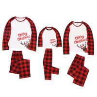 Polyester Parent-Child Cloth Set & two piece printed letter red Set