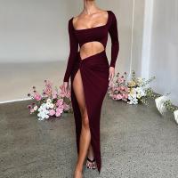 Polyester High Waist Sexy Package Hip Dresses & hollow Solid PC
