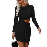 Cotton Sexy Package Hip Dresses & hollow Polyester Solid PC