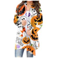 Polyester Women Long Cardigan Halloween Design printed PC