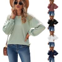 Cotton Women Long Sleeve T-shirt & loose Polyester patchwork Solid PC