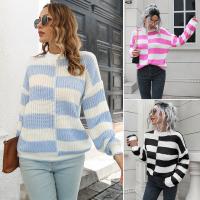 Acrylic Women Sweater & loose knitted striped PC