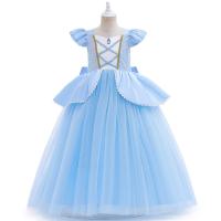 Polyester Ball Gown Girl One-piece Dress with bowknot sky blue PC