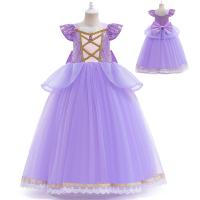 Polyester Girl One-piece Dress with bowknot Solid light purple PC