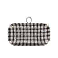PU Leather hard-surface Clutch Bag attached with hanging strap & with rhinestone black PC