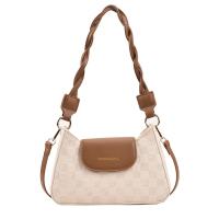 PU Leather Shoulder Bag soft surface & attached with hanging strap plaid PC