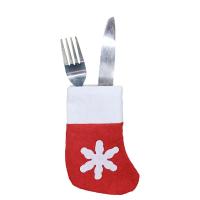 Adhesive Bonded Fabric Creative Christmas Cutlery Bag christmas design snowflake pattern red and white PC