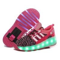 PU Leather Children Wheels Shoes Rechargeable & with LED lights  Pair