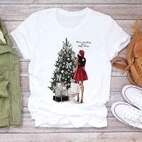 Polyester Women Short Sleeve T-Shirts christmas design printed white PC