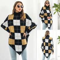 Acrylic Women Sweater irregular & mid-long style & loose jacquard plaid PC