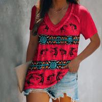 Polyester T-shirts femmes à manches courtes Imprimé couleur et motif différents pour le choix pièce
