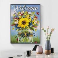 Canvas & Resin Rhinestones without frame & Creative & DIY Diamond Painting handmade floral PC