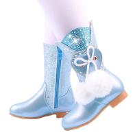 Beef Tendon & Synthetic Leather side zipper Children Boots & with rhinestone Pair