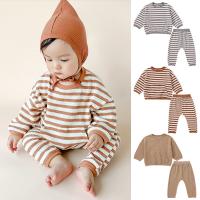 Baumwolle Baby-Kleidung-Set, Hosen & Nach oben, Gedruckt, Gestreift, mehr Farben zur Auswahl,  Festgelegt