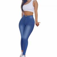 Cotton Women Jeans flexible & slimming & skinny washed Solid PC