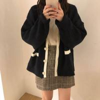 Viscose Fiber Women Coat loose knitted Solid : PC
