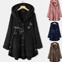 Polyester With Siamese Cap & Plus Size Women Parkas mid-long style & loose & thermal printed PC