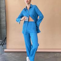 Rayon Women Casual Set & two piece Long Trousers & long sleeve blouses patchwork Set