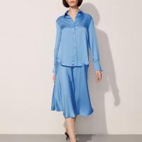 Polyester Two-Piece Dress Set slimming patchwork Solid blue Set