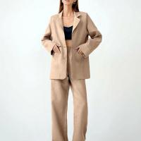 Cotton Women Casual Set & two piece Long Trousers & coat patchwork Solid Set
