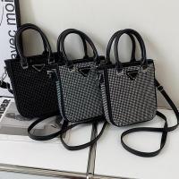 PU Leather Handbag attached with hanging strap & with rhinestone PC