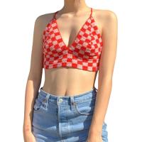 Acrylic Bikini Bra backless knitted Solid red and black :L PC