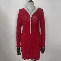 Cotton Sheath Sweater Dress Solid PC