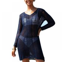 Polyester Swimming Cover Ups see through look & loose & hollow Solid Navy Blue : PC