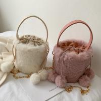 Plush Bucket Bag Handbag soft surface & attached with hanging strap Solid PC