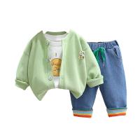 Cotton Slim Boy Clothing Set & three piece Pants & top & coat Set