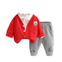 Cotton Slim Boy Clothing Set & three piece Pants & top & coat Solid Set