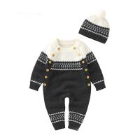 Acrylic Baby Clothes Set & two piece Jumpsuit & Hat patchwork Solid Set