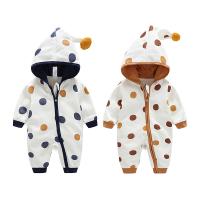 Cotton With Siamese Cap Baby Jumpsuit printed dot PC