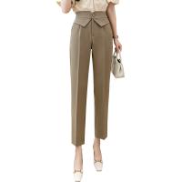 Polyester Slim & Nine Point Pants & High Waist Women Suit Trousers & loose Solid PC