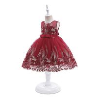 Polyester Ball Gown Girl One-piece Dress embroidered floral PC