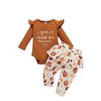 Cotton Baby Clothes Set & three piece headband & Pants & teddy letter Set