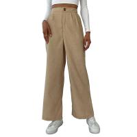 Polyester Wide Leg Trousers & High Waist Women Casual Pants Solid Apricot PC