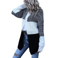 Polyester Women Coat mid-long style & loose striped PC