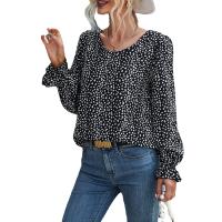 Polyester Women Long Sleeve Shirt & loose printed leopard PC