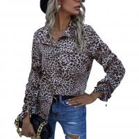 Polyester Women Long Sleeve Shirt & loose Cotton leopard PC