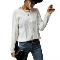 Polyester Women Sweater & loose Solid white PC