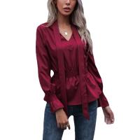 Polyester Waist-controlled Women Long Sleeve Shirt patchwork Solid PC