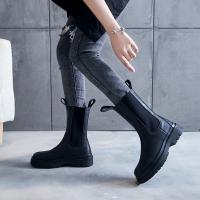 Cowhide Flange Boots hardwearing & anti-skidding Solid black Pair