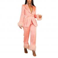 Polyester Women Business Pant Suit & two piece & loose Pants & coat Solid Set
