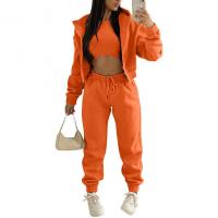 Polyester With Siamese Cap Women Casual Set & two piece & loose & thermal Pants & coat Solid Set