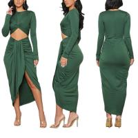Polyester Slim Sexy Package Hip Dresses & hollow Solid PC