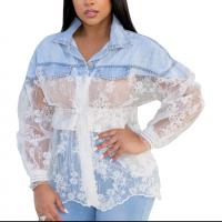 Cotton Waist-controlled Women Long Sleeve Blouses see through look patchwork PC